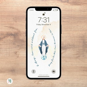 Miraculous Medal Phone Wallpaper Our Lady of Grace Wallpaper Virgin Mary Phone Wallpaper Catholic phone wallpaper Phone Background Christian