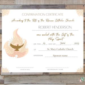 Katholische Konfirmationsurkunde: Bearbeitbare Vorlage (Digitaler Download)