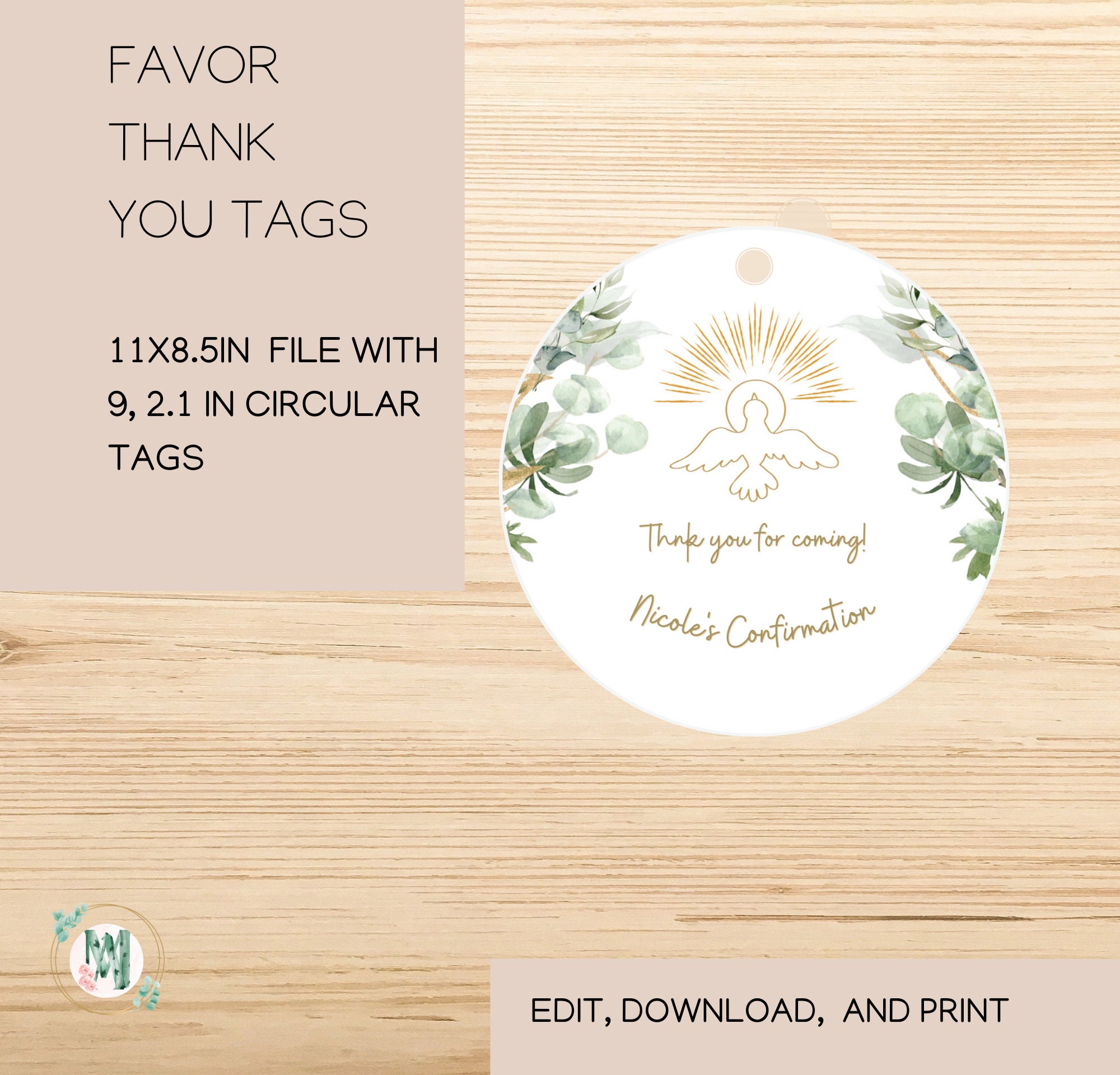 Confirmation Invitation Digital and Printable 5x7 and Favor Tags Thank ...