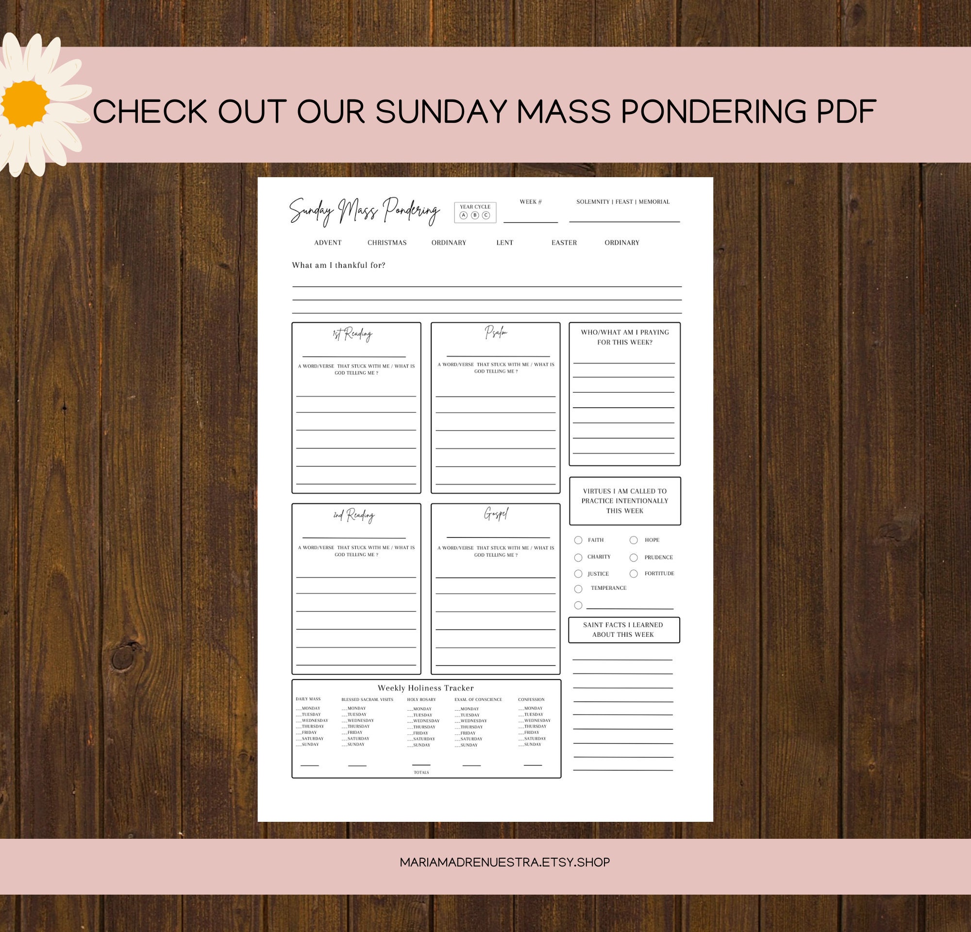 Lectio Divina Daily Journal Printable Download Catholic Prayer - Etsy