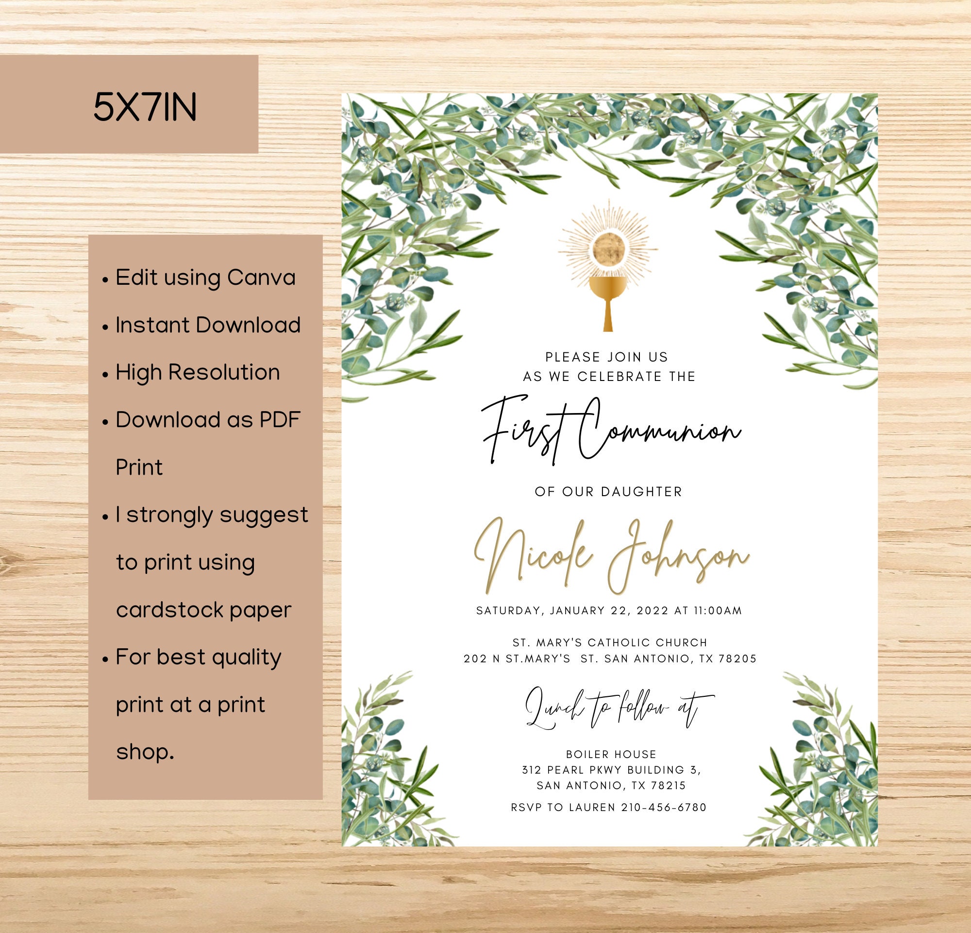 Digital First Communion Invitation Digital Communion Invitation ...