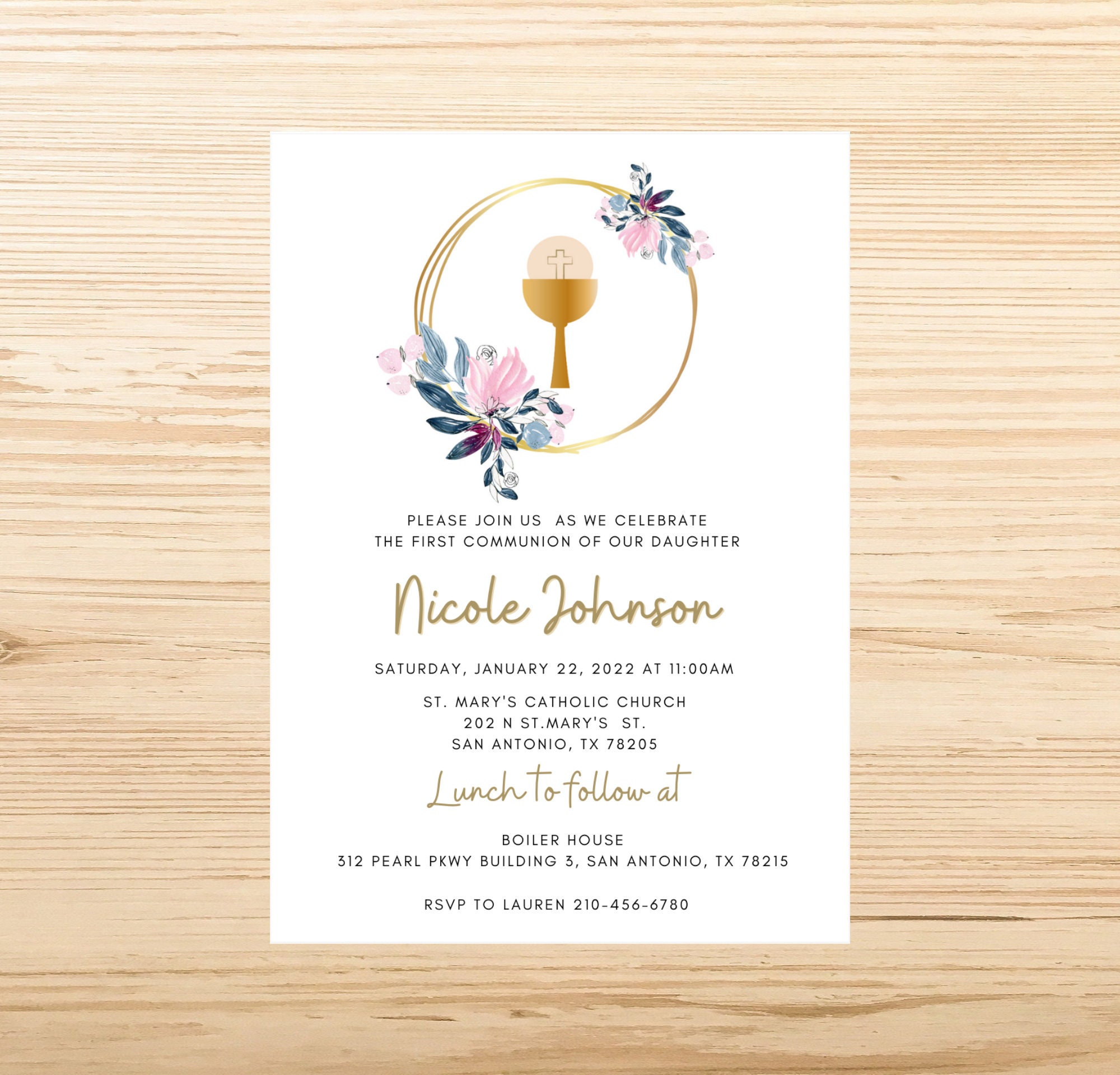 Printable First Communion Invitation Communion Invitation Template ...