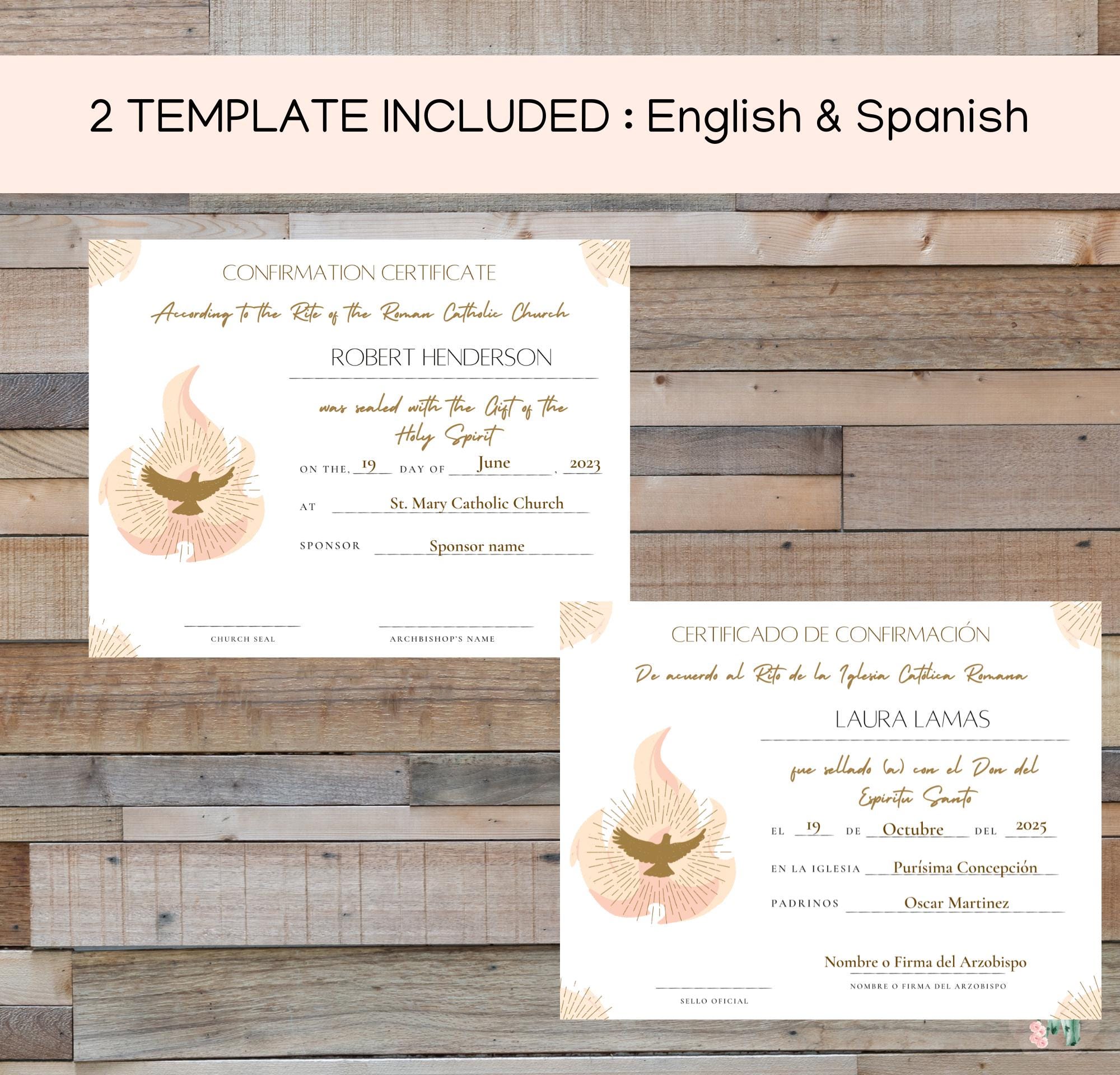 Catholic Confirmation Certificate: Editable Template (digital Download ...