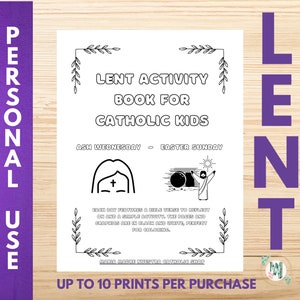 LENT activity pdf for catholic kids Lent daily Coloring pdf Catholic LENT sheet Religious Education Resource for Lent Resource for Catechist
