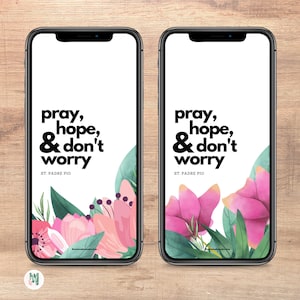St. Padre Pio Pray, Hope and Don't Worry Phone Wallpaper Catholic Iphone wallpaper Phone Background Christian