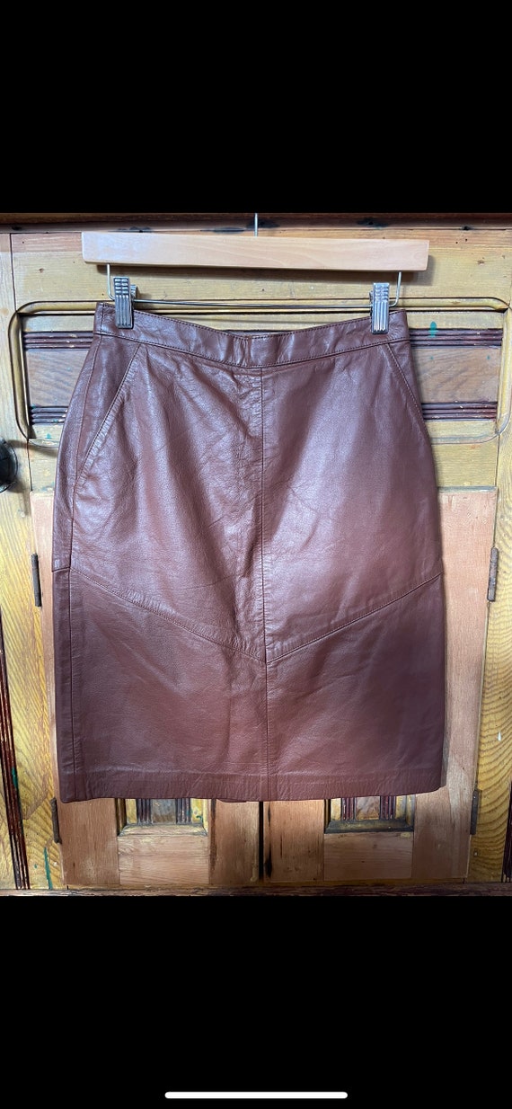 Brown 100% Leather Skirt
