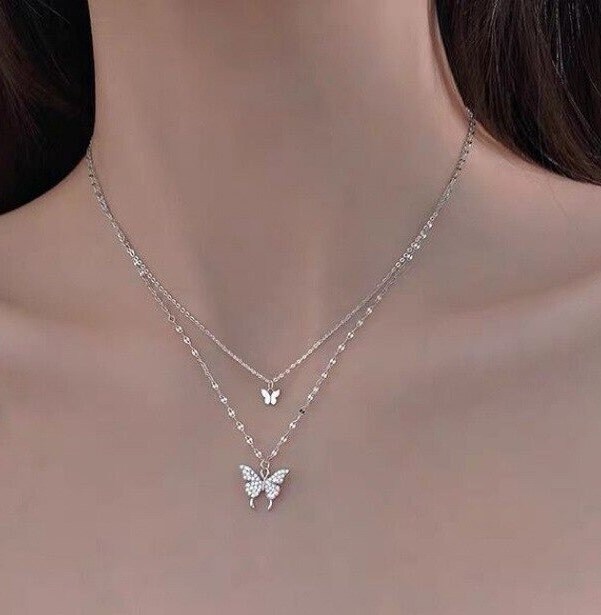 Double chain butterfly sale necklace