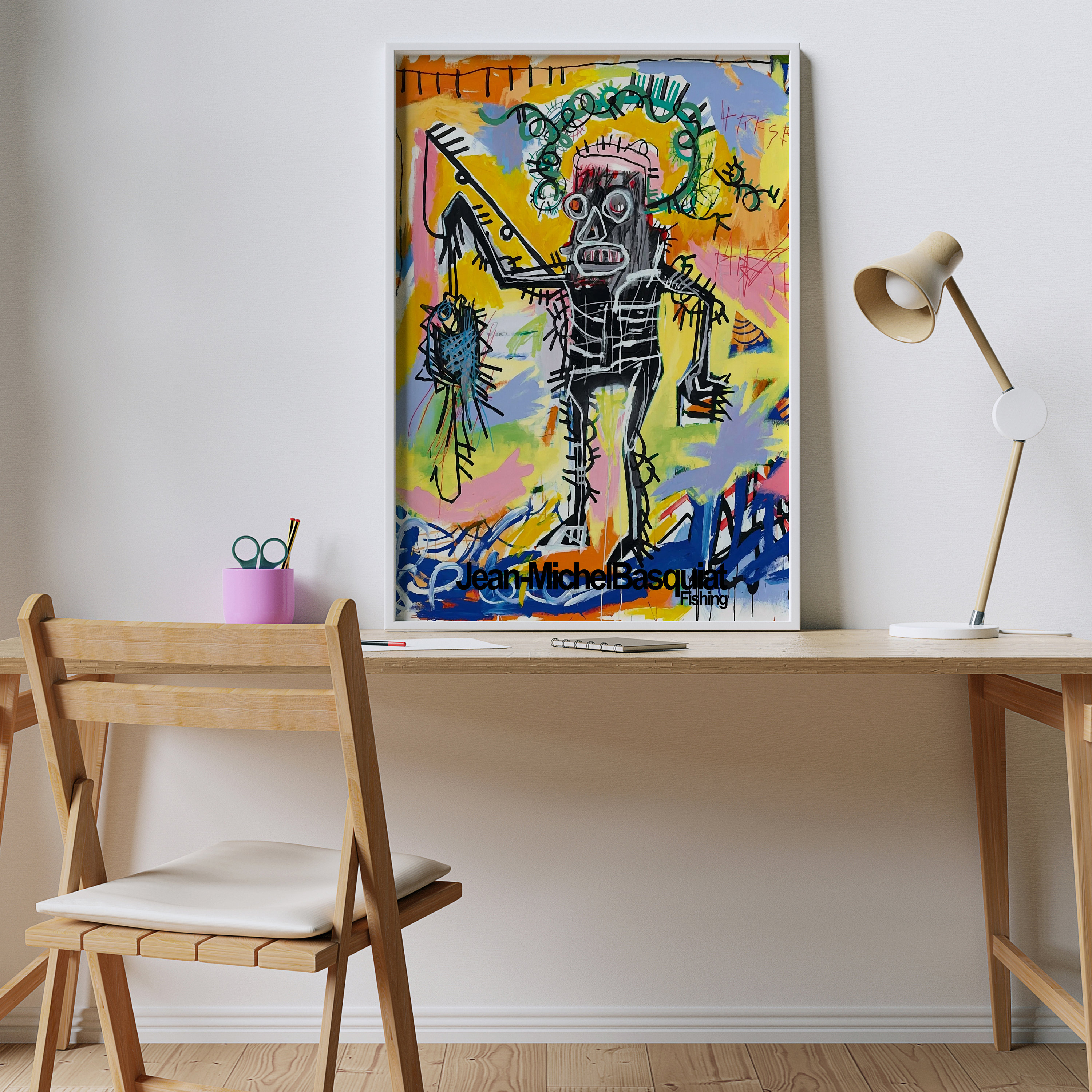 Jean Michel Basquiat Fishing Print, Basquiat Art Premium Matte Vertical