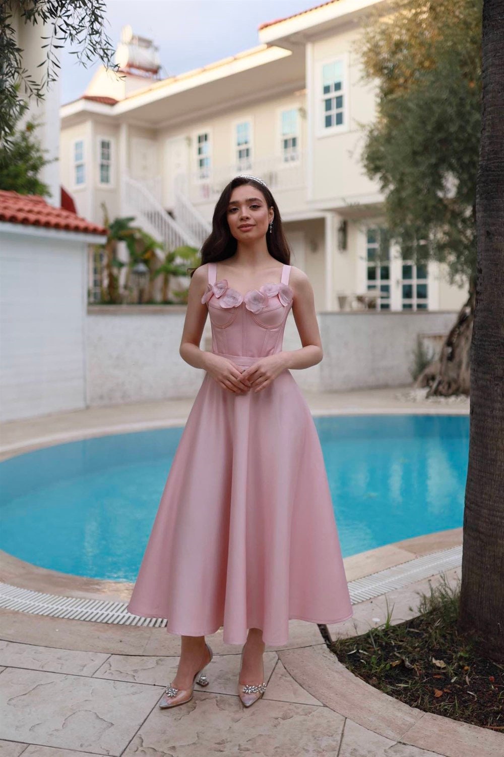 Pink Tary dress, Long cocktail dress, Ready-to-wear online