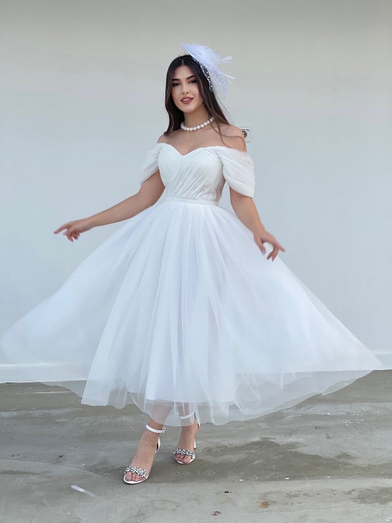 white engagement dress