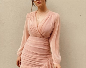 baby pink party dress