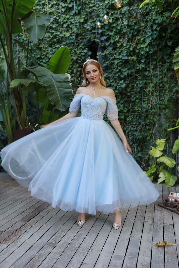 Blue Tutu Maxi Dress/ Tulle Corset Prom Dress/tulle Prom Dress