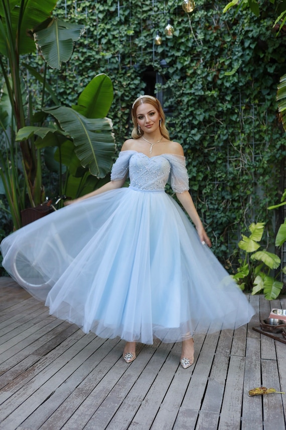 Tulle Dress Women, Tulle Tiered Dress, Tulle Prom Dress, Evening Long  Dress, Sheer Tulle Dress, Mesh Dress , Blue Dress for Photo Shoot 