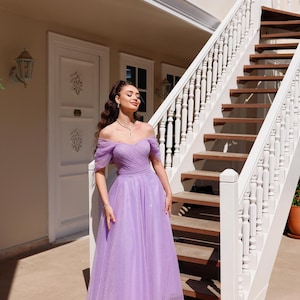 Henna Lilac Tulle Dress, Wedding Guest Gown,Bridal Gown, Engagement Gown,Prom Gown, Civil Wedding,Bridal Ceremony, Courthouse Wedding