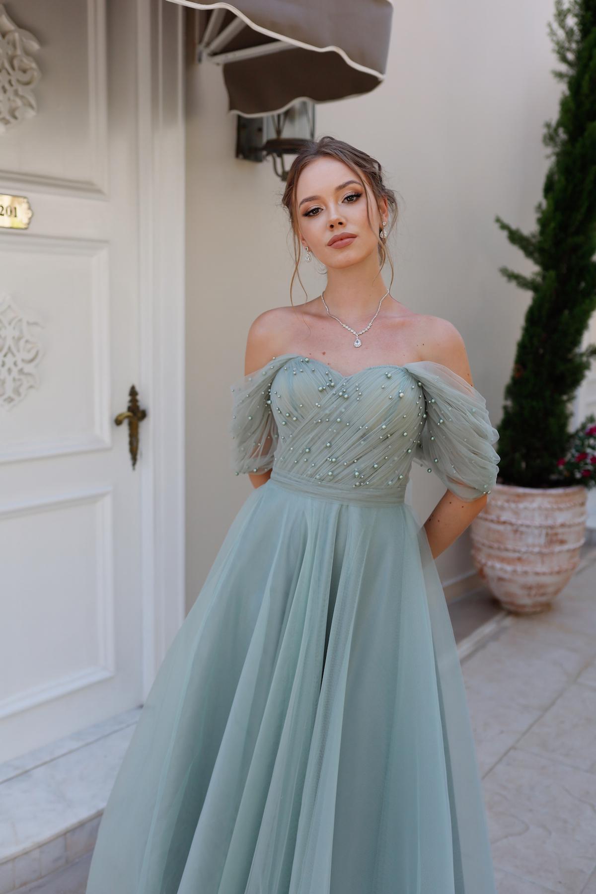 CELINDRA GREEN PEARL DRESS