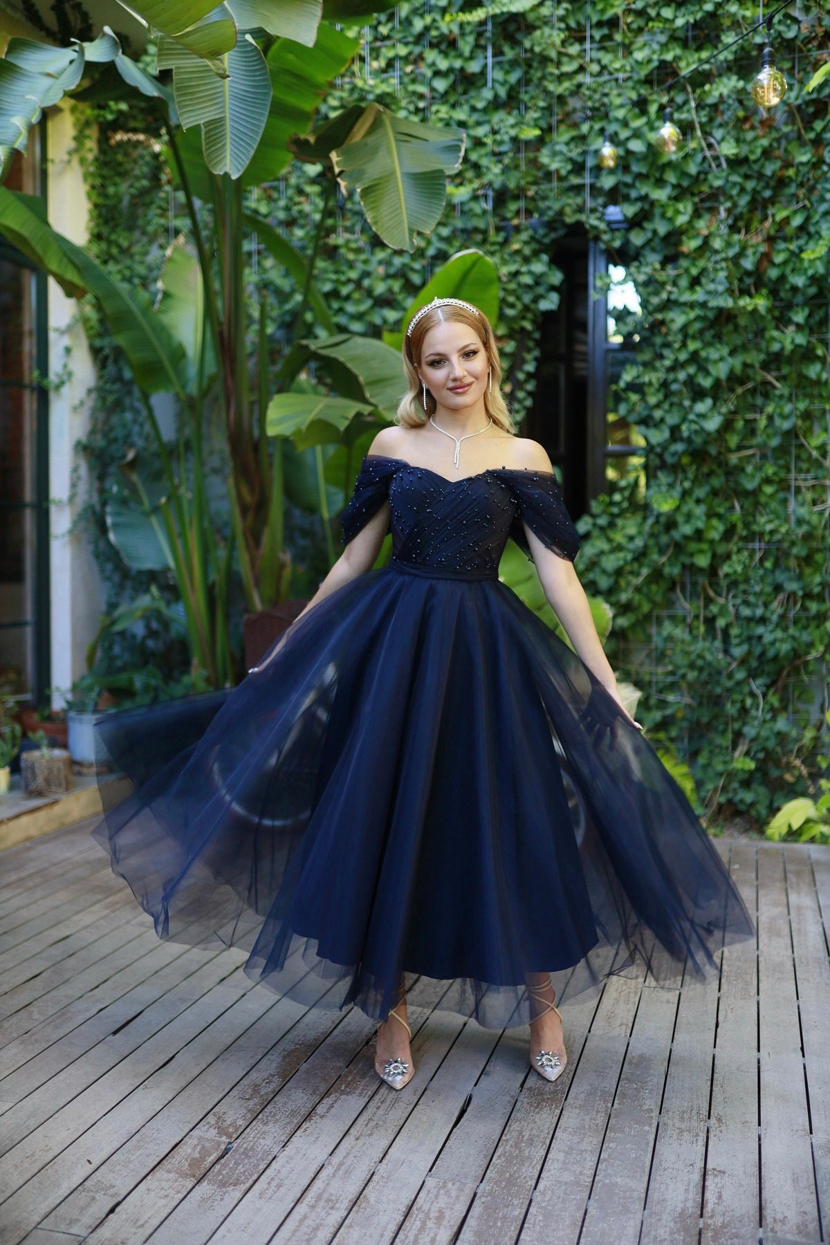 navy blue cocktail dress