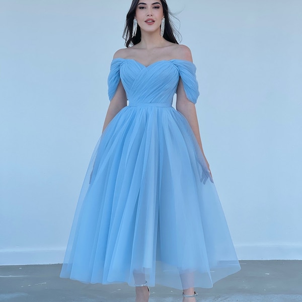 Blue Tutu Maxi Dress/ Tulle Corset Prom Dress/Tulle Prom Dress/Photoshoot Dress for Plus Size/Extra Fluffy/ Wedding Bridal Dress/ Maternity