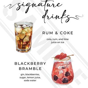Editable Wedding Signature Drink Canva Template | Bar Menu Personalized