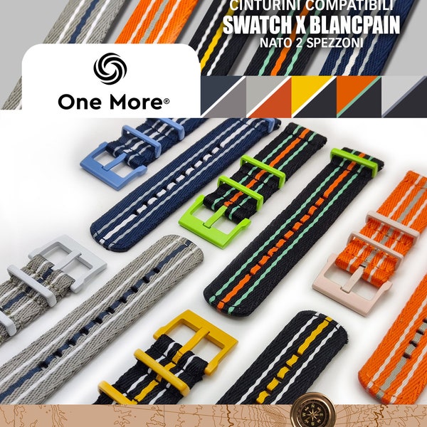 Nato strap 2 ONE MORE STRAP compatible with blancpainXswatch Fifty Fathoms watches 22 mm Pacific Ocean Antarctic Arctic Atlantic Indian
