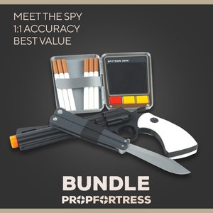 Spy Stock BUNDLE - Knife, Revolver, Disguise Kit (Team Fortress 2/TF2) 1:1 Replica / Cosplay Props