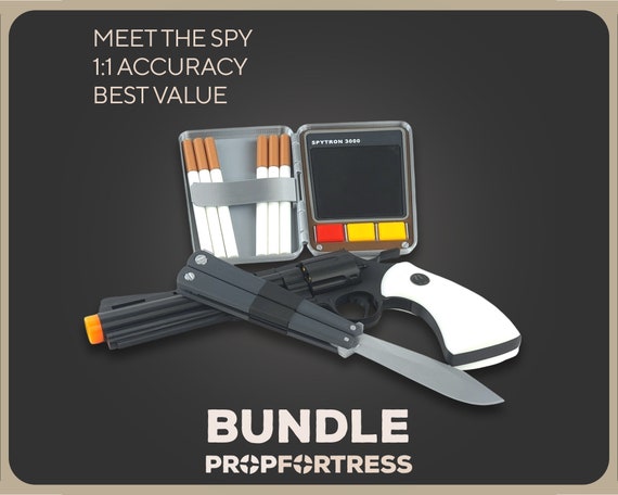 Spy Stock BUNDLE Knife, Revolver, Disguise Kit team Fortress 2/TF2 1:1  Replica / Cosplay Props 