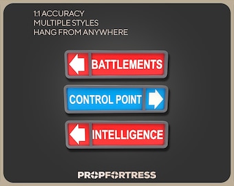 Directional Signs - Intel/Control Point/Battlements/Resupply: 3D Printed Decor (Team Fortress 2/TF2)
