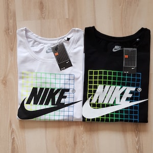 Vintage Donna Nike Air T-Shirt Manica Lunga Camicia Top Tee Bianco Nero S M L XL NUOVO