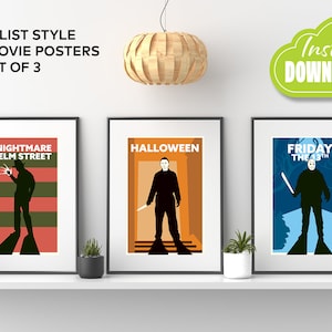 Horror Movie Posters in Minimalist Style - Set of 3 - DIGITAL DOWNLOAD VERSION