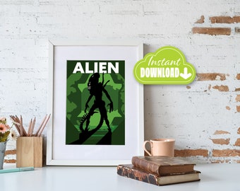 Film d’horreur - Alien - Affiche minimaliste - VERSION NUMÉRIQUE À TÉLÉCHARGER