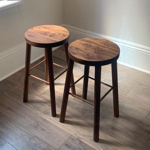 Solid Black Walnut Bar Stools.  Set of Two Barstools.
