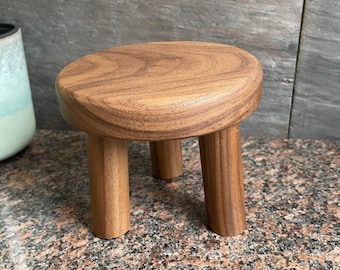 Walnut Plant Stool.  Small Handmade Black Walnut Three Leg Stool.