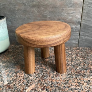 Walnut Plant Stool.  Small Handmade Black Walnut Three Leg Stool.