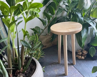 Maple Stool.  Handmade Solid Maple Plant Stool.  Tripod Stool