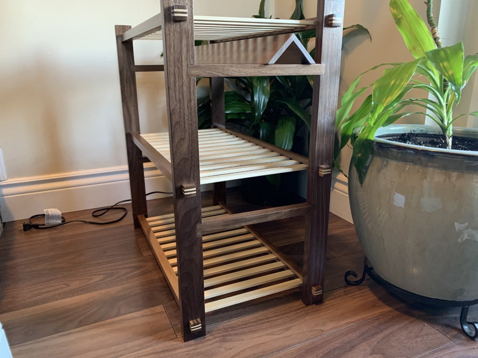 Walnut Plant Shelf W Full Spectrum LED Grow Light. Plant Etsy