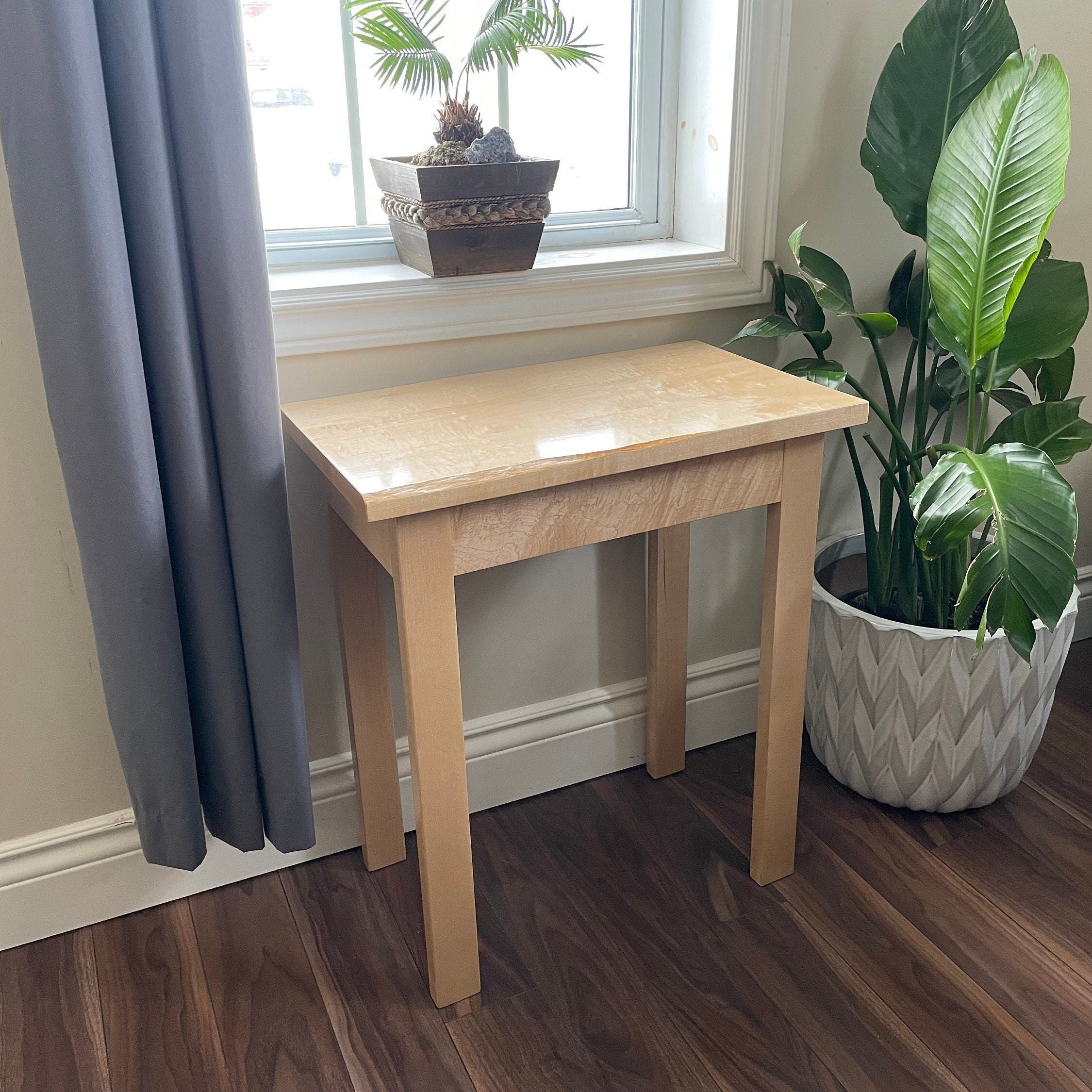 Bird's Eye Maple Table.  Night Stand.  End Table.  Kids Table.  Live-Edge Figured Maple.  Solid Maple, Handmade