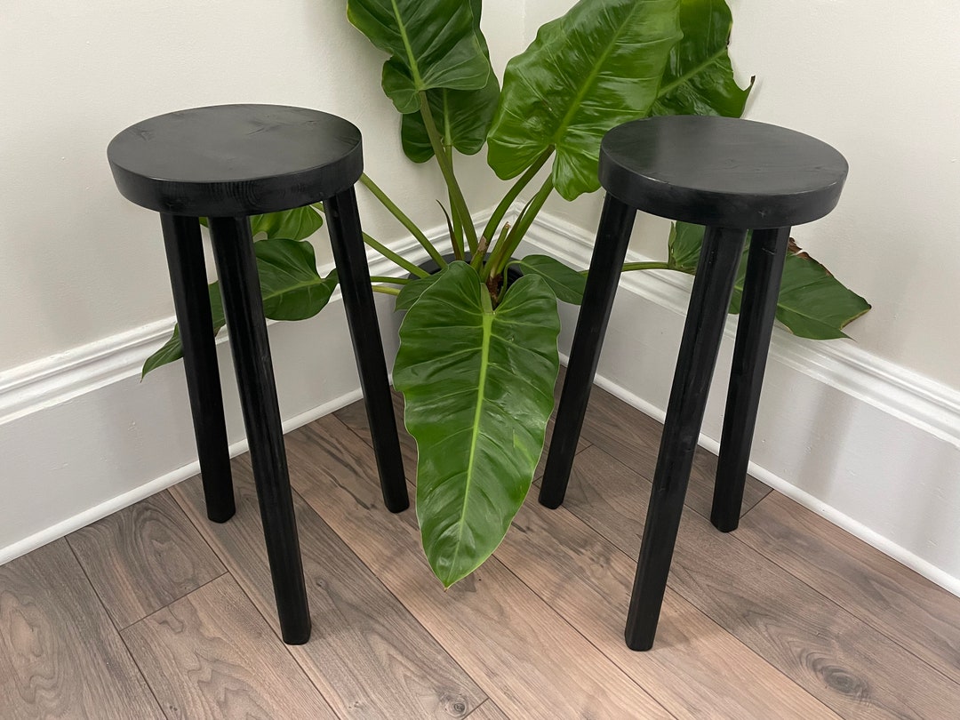 Set of Two Black Stools. Three Legged Stool. Milking Stool. Etsy