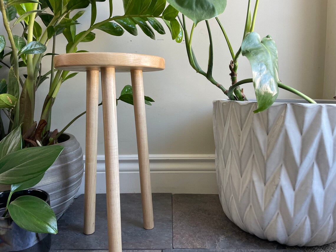 Maple Stool. Handmade Solid Maple Plant Stool. Tripod Stool - Etsy