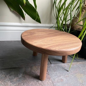 Walnut Plant Stand.  Plant Stool.  Handmade Solid Black Walnut Stool.  Tripod Stool