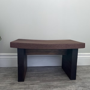 Handcrafted Black Walnut Curved Stool.  Step Stool, Custom sizes available.  Bench, stool, stand, step stool