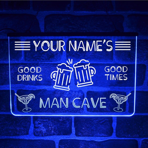 Custom Man Cave LED Neon Light Sign | Lit Up USB Acrylic Display For Home Drinking Bar / Pub / Shed