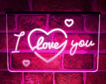 I Love You | LED Neon Light Up Hanging Sign | For Home Bar or Bedroom Wall Décor