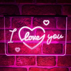 Kocham Cię | LED Neon Light Up Wiszący Znak | Do Dekoracji Ściennej Domu, Baru lub Sypialni