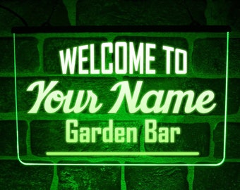 Personalised Garden Bar LED Neon Light Sign | Custom Wall Display For Shed Pub