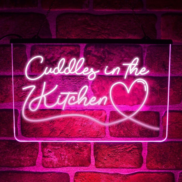 Kuscheln in der Küche LED Leuchtschild | Neon Style Wand Zitat Dekor für Zuhause
