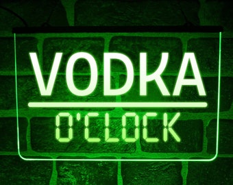 Vodka O Clock LED Neon Light Sign | USB Hanging Home Bar Nightclub Wall Display