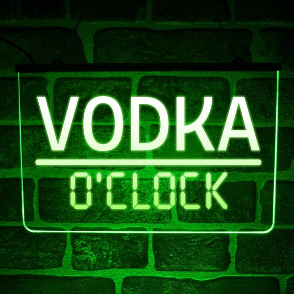 Vodka O Clock LED Neon Light Sign / USB Hanging Home Bar Nightclub Wall Display