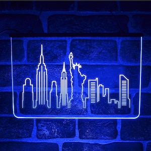 New York City Skyline LED Neonlicht Schild | Hängende NYC USA Silhouette Kulisse Wand beleuchtet Dekor