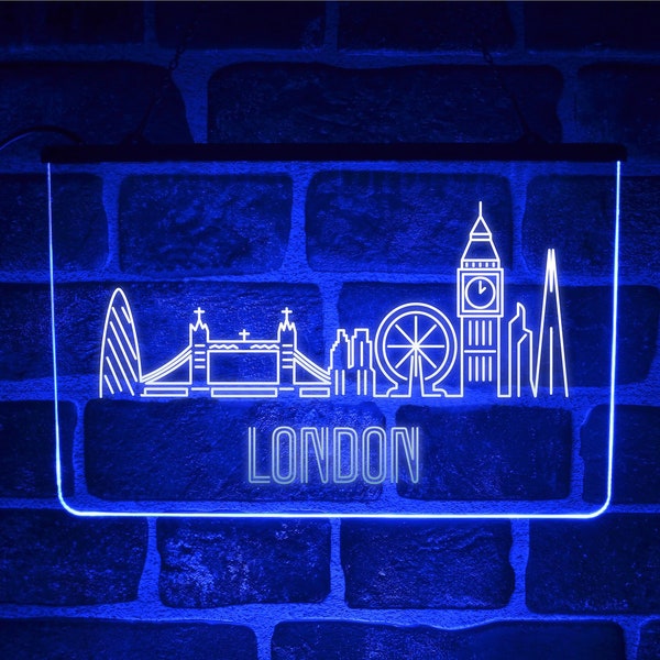 Enseigne lumineuse au néon LED de Londres Skyline | Hanging City Silhouette Chambre Mur Illuminé Plaque Cadeau