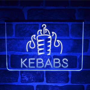Kebab Shop LED Neon Sign | Light Up Hanging Window USB Display For Fast Food Doner House
