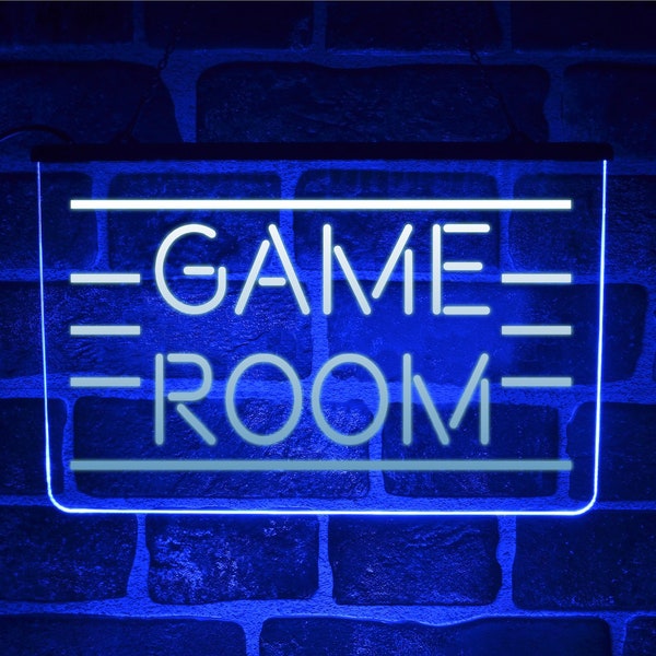 Game Room LED Neon Light Sign | Hanging Lit Up USB Wall Display For Man Cave or Gaming Den